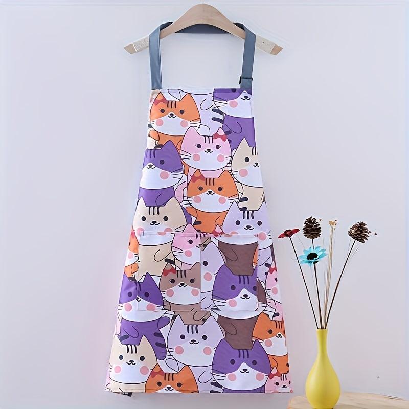 Waterproof Cartoon Cat Kitchen Apron for Home Cooking