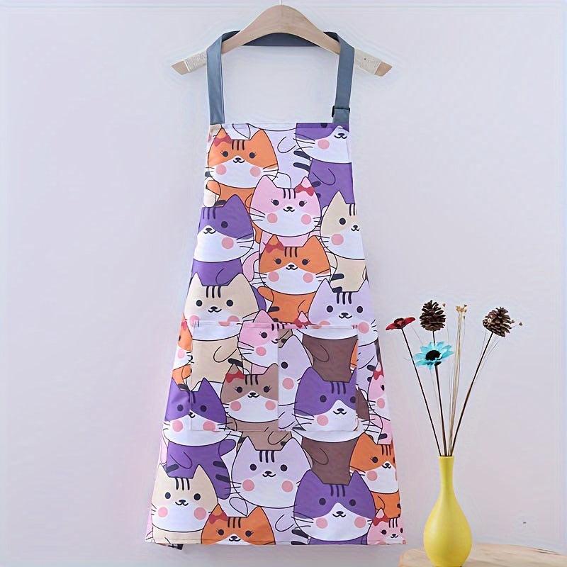 Waterproof Cartoon Cat Kitchen Apron for Home Cooking