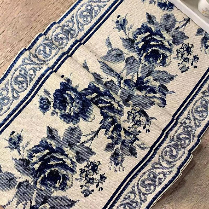 Chinese Ink Flower Tea Floral Table Cloth and Runner