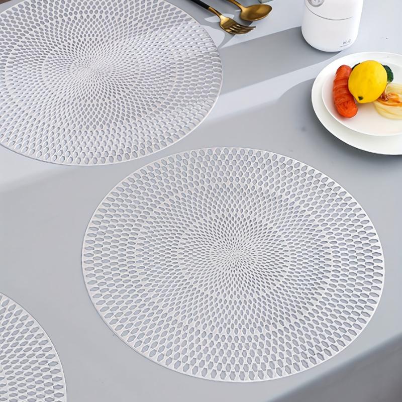 Round PVC Placemats Heat Insulation Mats Home Decoration