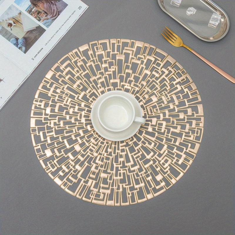 6pcs Hollow Bronzing Placemats Washable Anti-slip Table Mats