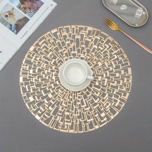 6pcs Hollow Bronzing Placemats Washable Anti-slip Table Mats