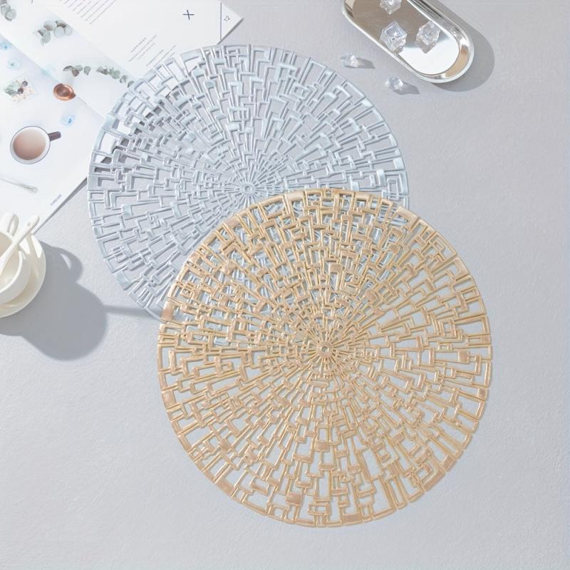 6pcs Hollow Bronzing Placemats Washable Anti-slip Table Mats