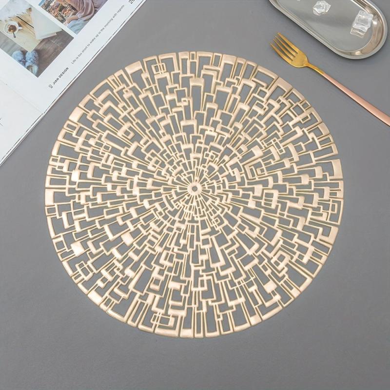 6pcs Hollow Bronzing Placemats Washable Anti-slip Table Mats