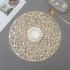 6pcs Hollow Bronzing Placemats Washable Anti-slip Table Mats
