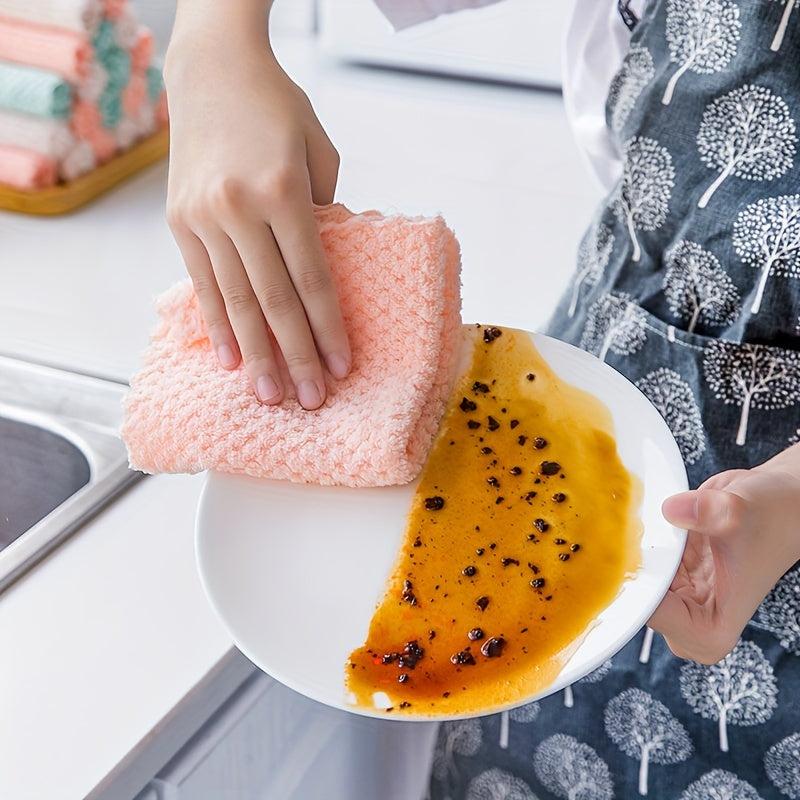Absorbent Cleaning Cloth Coral Fleece Dishwashing Cloth