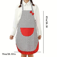 Polyester Apron Canvas Bow Lace Dot Pattern Cooking Apron Solid Apron