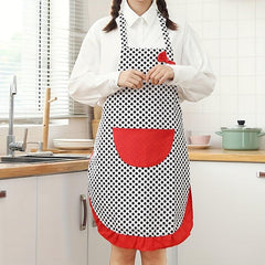 Polyester Apron Canvas Bow Lace Dot Pattern Cooking Apron Solid Apron