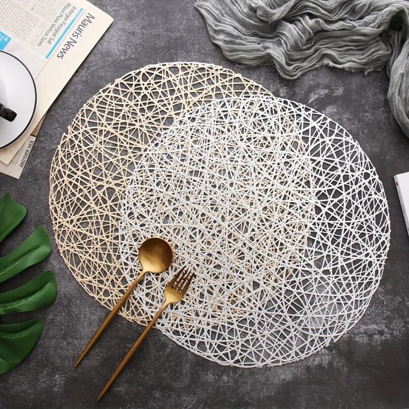 PVC Round Bronzing Placemat Art Sense Dining Table Mat Room Decor