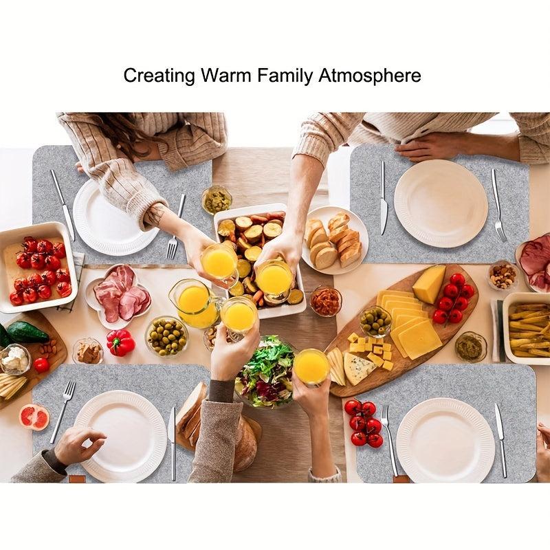 Non Slip Felt Placemat Set for Dining Table Decor