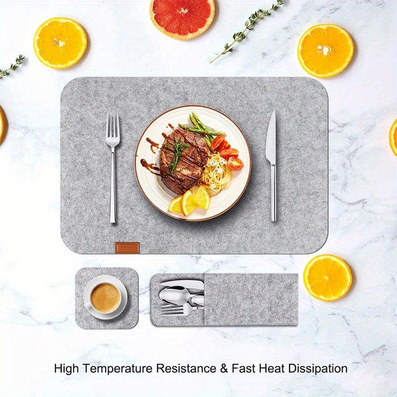 Non Slip Felt Placemat Set for Dining Table Decor