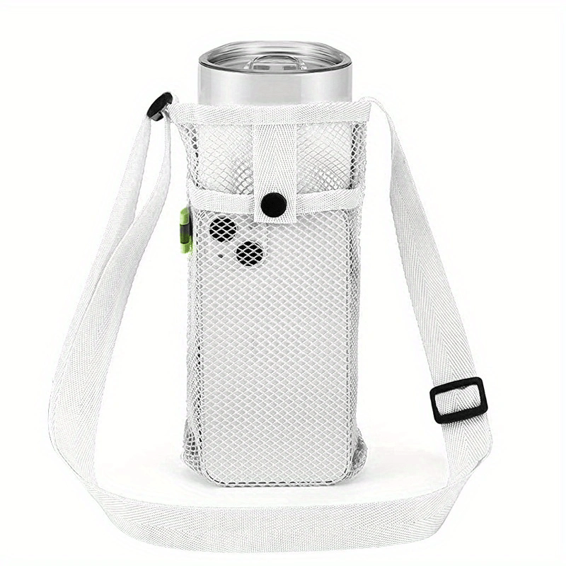 Water Bottle Hanging Bag Adjustable Strap Portable Crossbody Grid Bag
