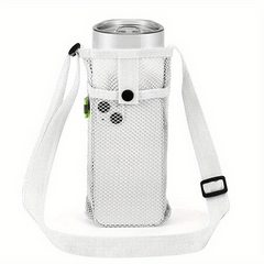 Water Bottle Hanging Bag Adjustable Strap Portable Crossbody Grid Bag