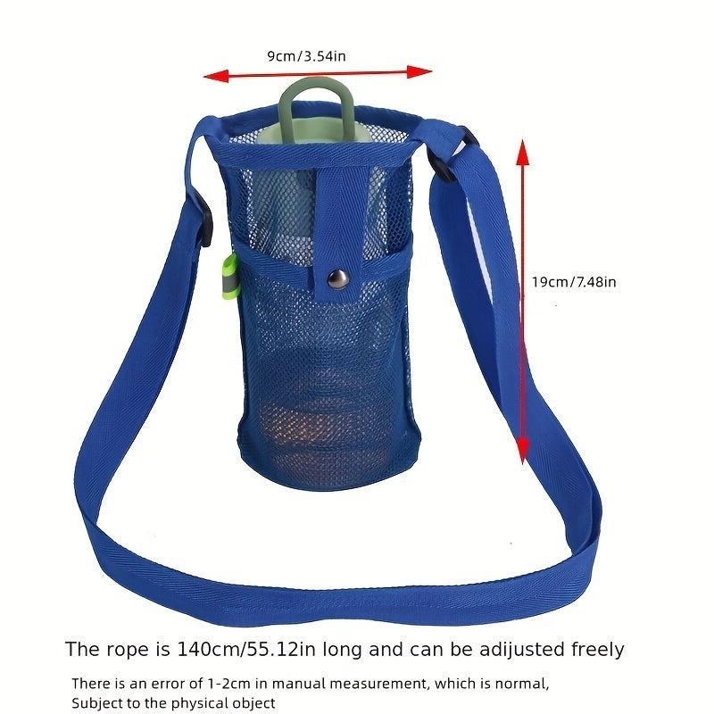 Water Bottle Hanging Bag Adjustable Strap Portable Crossbody Grid Bag