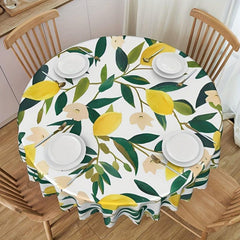 Lemon Pattern Tablecloth Water Repellent Wrinkle Embossed Edge