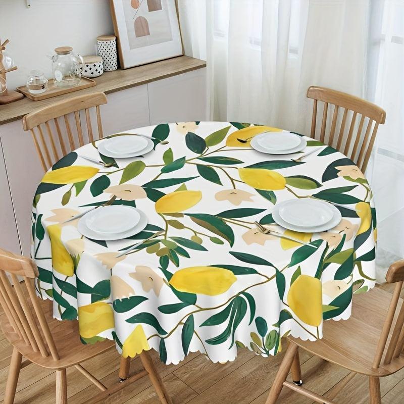 Lemon Pattern Tablecloth Water Repellent Wrinkle Embossed Edge