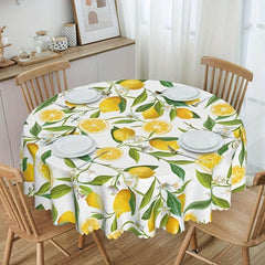 Lemon Pattern Tablecloth Water Repellent Wrinkle Embossed Edge