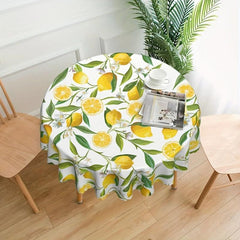 Lemon Pattern Tablecloth Water Repellent Wrinkle Embossed Edge