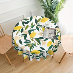 Lemon Pattern Tablecloth Water Repellent Wrinkle Embossed Edge