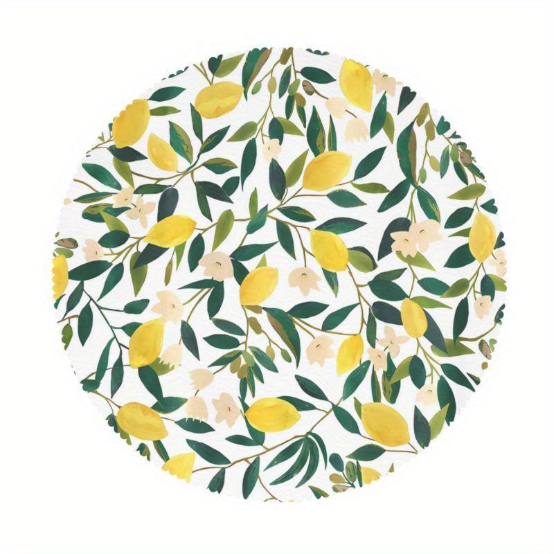 Lemon Pattern Tablecloth Water Repellent Wrinkle Embossed Edge