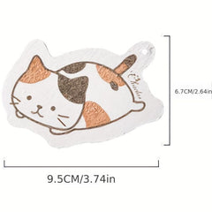 Cartoon Cat Wood Pulp Sponge Dishcloth Water Absorption Quick Dry Sponge