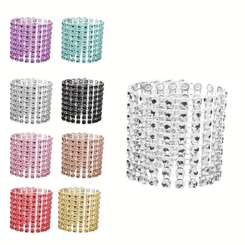 10PCS Alloy Flower Crystal Napkin Rings for Wedding & Party Decor