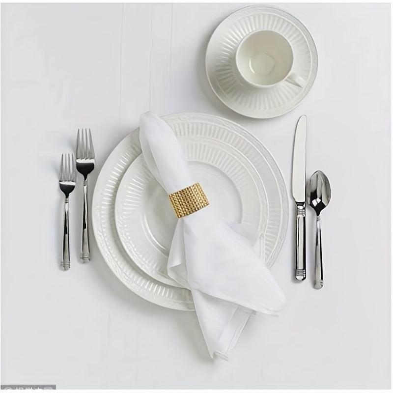 10PCS Alloy Flower Crystal Napkin Rings for Wedding & Party Decor