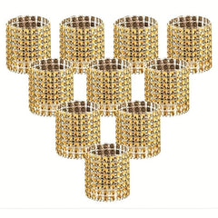 10PCS Alloy Flower Crystal Napkin Rings for Wedding & Party Decor