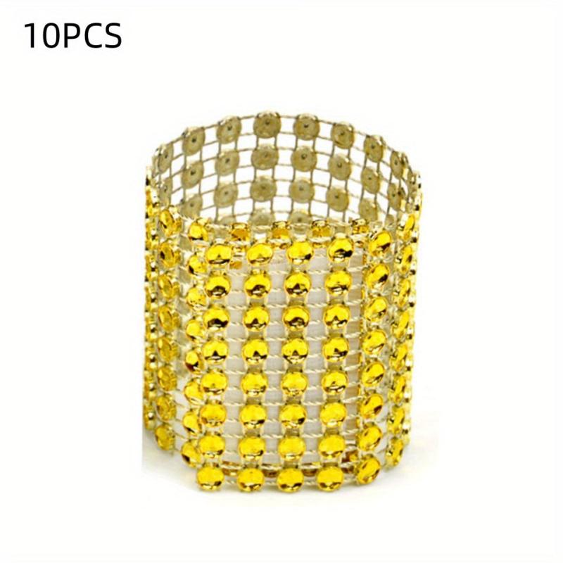 10PCS Alloy Flower Crystal Napkin Rings for Wedding & Party Decor