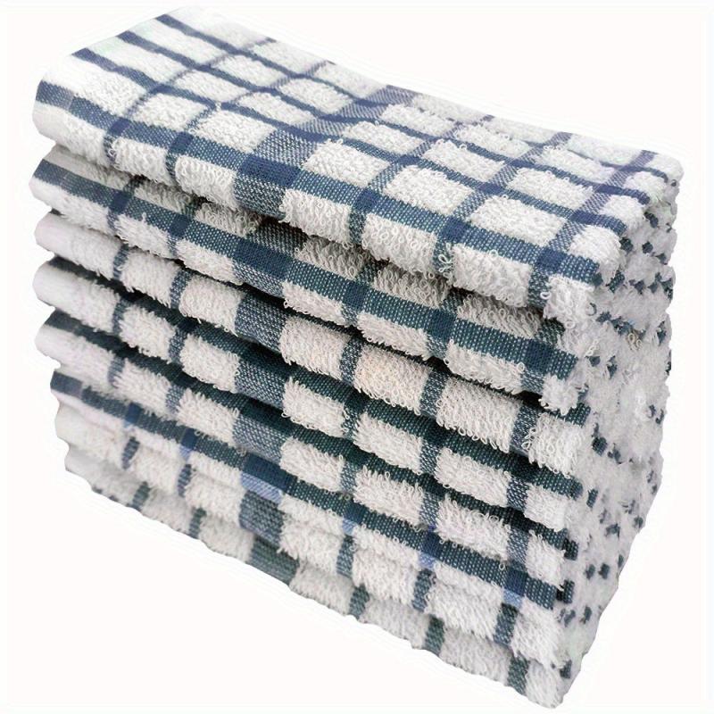 8pcs Plaid Dishcloths Soft Cleaning Rag Reusable Lightweight Absorbent