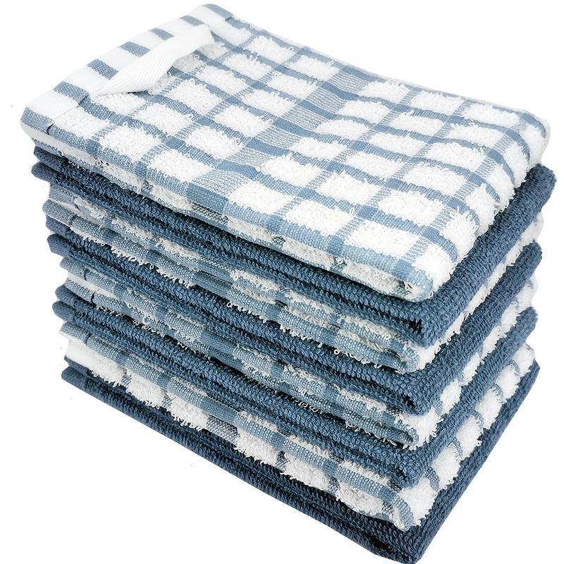 8pcs Plaid Dishcloths Soft Cleaning Rag Reusable Lightweight Absorbent