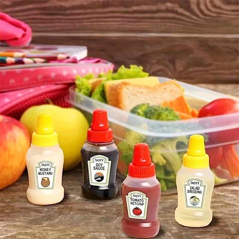 4pcs Mini Sauce Bottles Portable Condiment Squeeze Bottles
