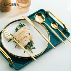 24pcs Stainless Steel Mirror Polished Silverware Set