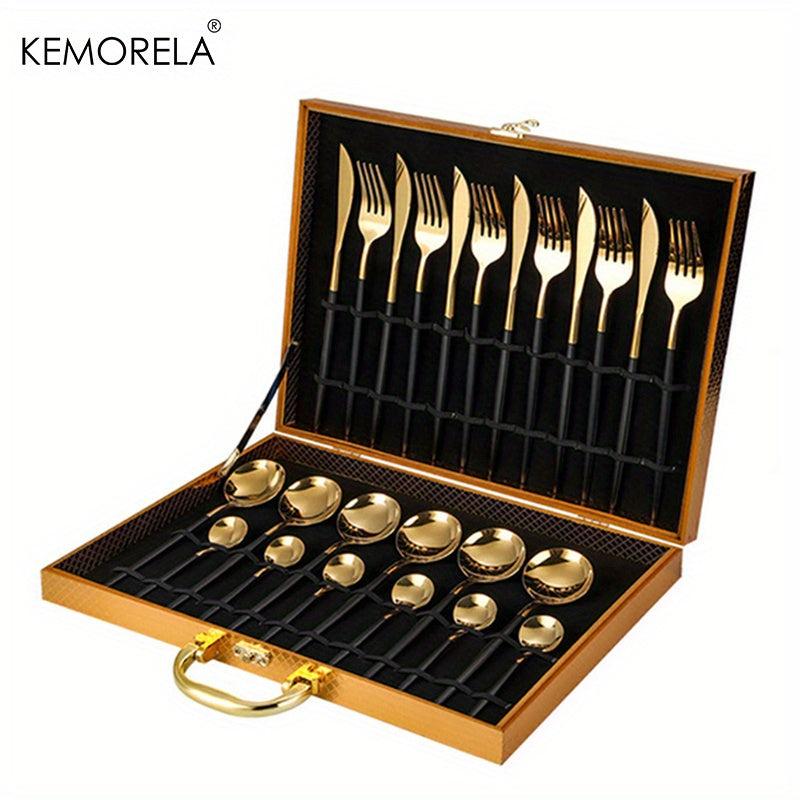 24pcs Stainless Steel Mirror Polished Silverware Set