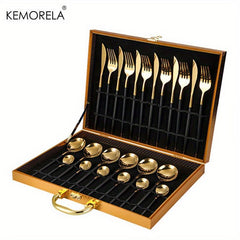 24pcs Stainless Steel Mirror Polished Silverware Set