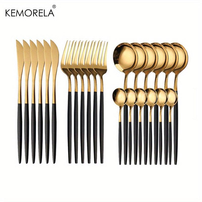 24pcs Stainless Steel Mirror Polished Silverware Set