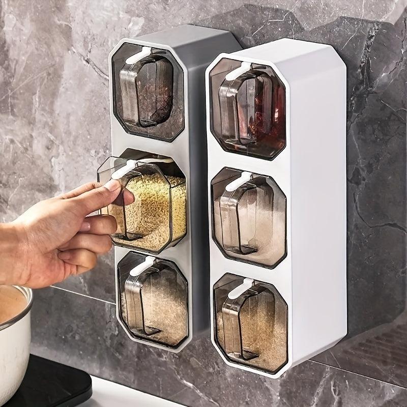 Wall Mounted Spice Jars Set with Seasoning Containers