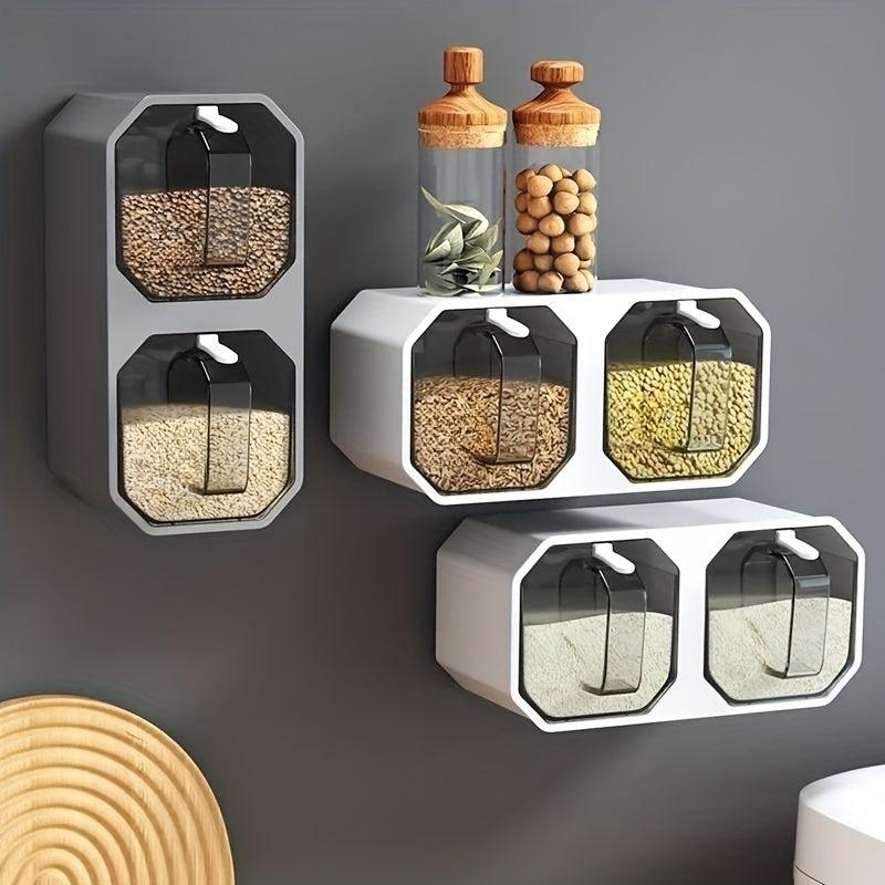 Wall Mounted Spice Jars Set with Seasoning Containers