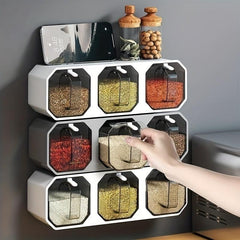 Wall Mounted Spice Jars Set with Seasoning Containers