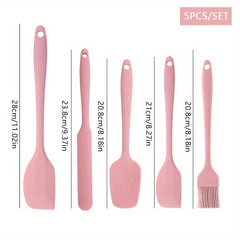 5pcs/6pcs Silicone Spatulas & Brush Baking Set