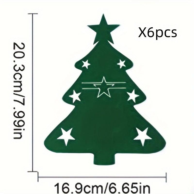 6pcs Christmas Tree Cutlery And Fork Cover Table Decoration