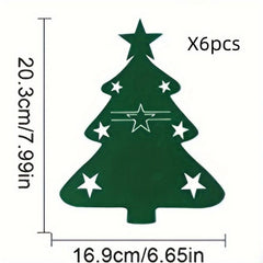 6pcs Christmas Tree Cutlery And Fork Cover Table Decoration