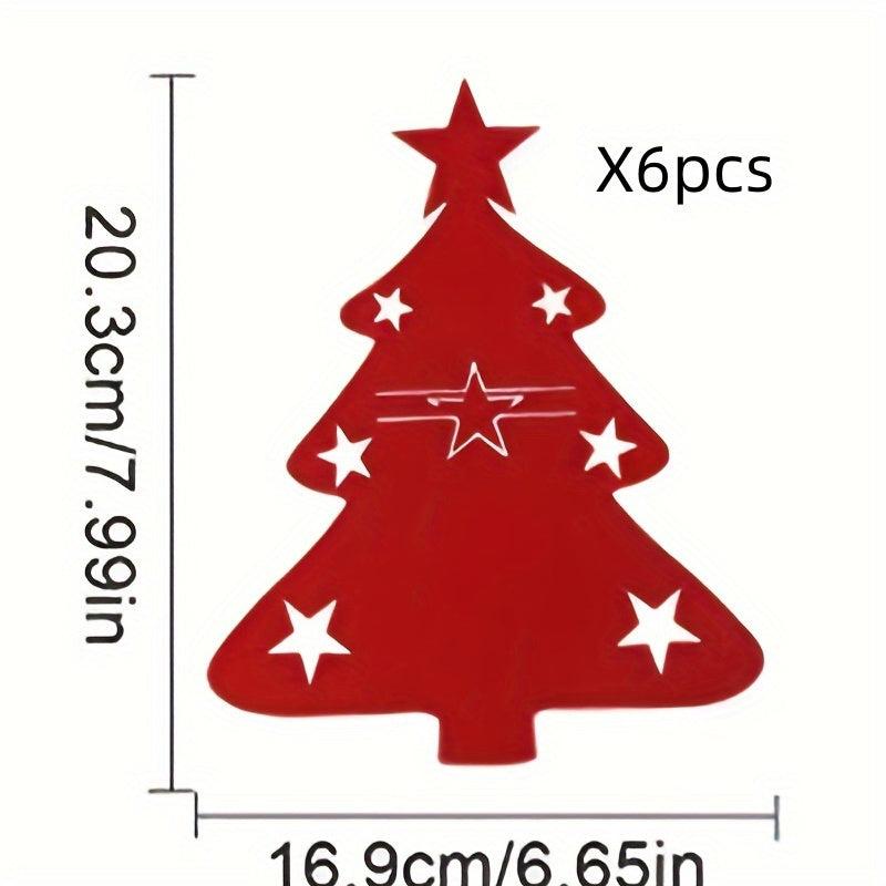 6pcs Christmas Tree Cutlery And Fork Cover Table Decoration