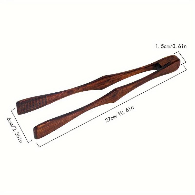 High Temp Wooden Food Tong for Steak BBQ Salad Dessert