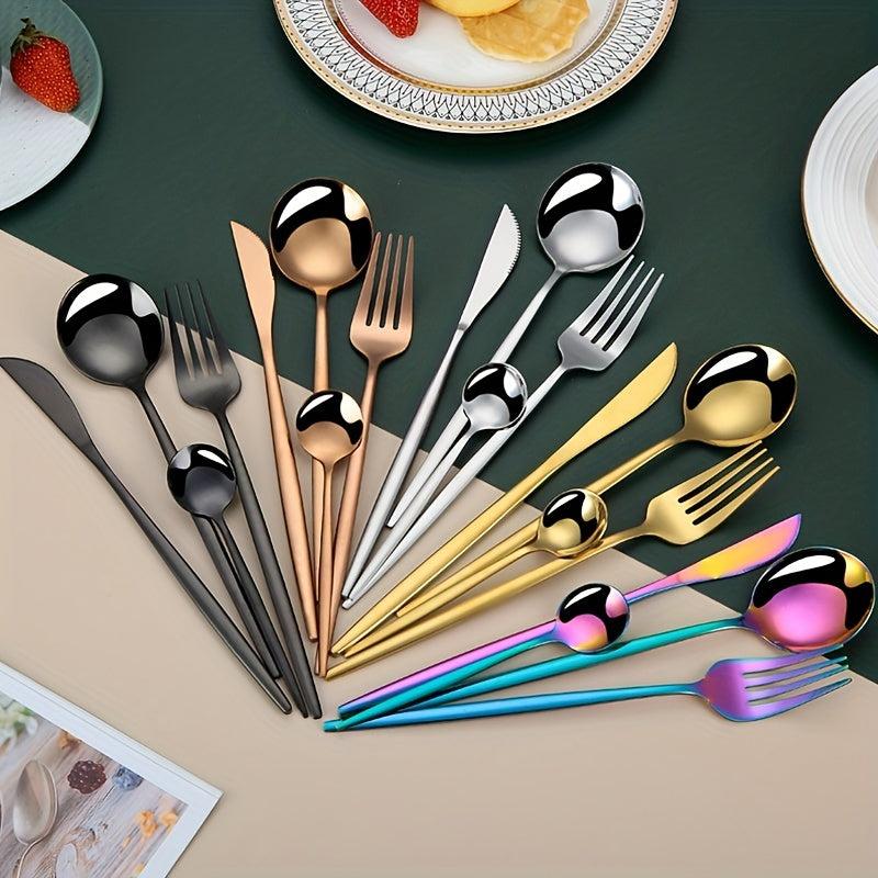 24pcs Stainless Steel Cutlery Set - Restaurant & Home Use