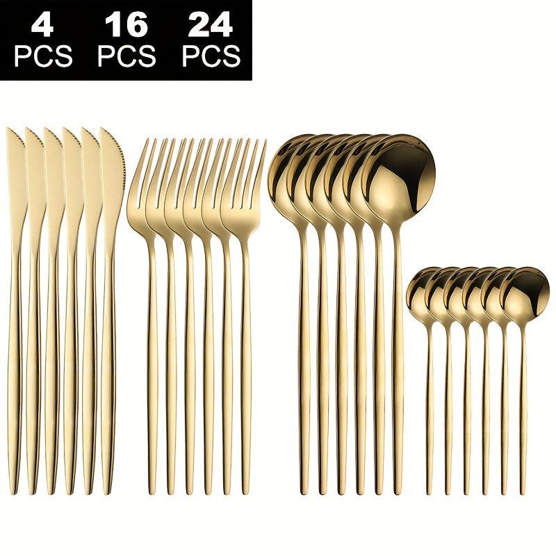 24pcs Stainless Steel Cutlery Set - Restaurant & Home Use