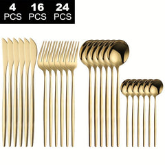 24pcs Stainless Steel Cutlery Set - Restaurant & Home Use