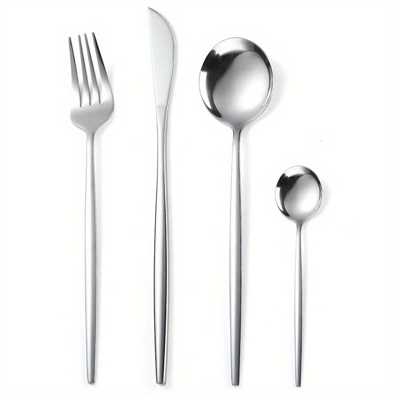 24pcs Stainless Steel Cutlery Set - Restaurant & Home Use