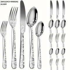20PCS Christmas Stainless Steel Cutlery Set with Steak Fork