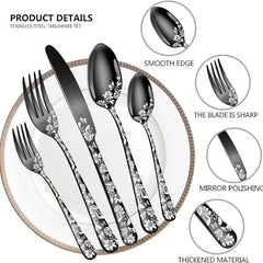 20PCS Christmas Stainless Steel Cutlery Set with Steak Fork